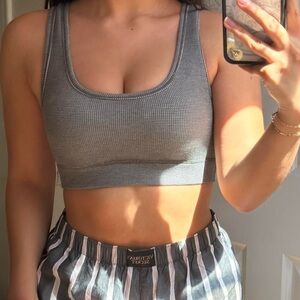 TNA Aritzia Waffle Sports Bra/Top, Gray, Size 2XS